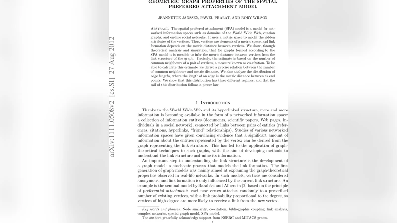 Geometric Graph Properties of the Spatial Preferred Attachment model