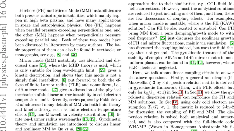 Linear Kinetic Coupling of Firehose (KAW) and Mirror Mode