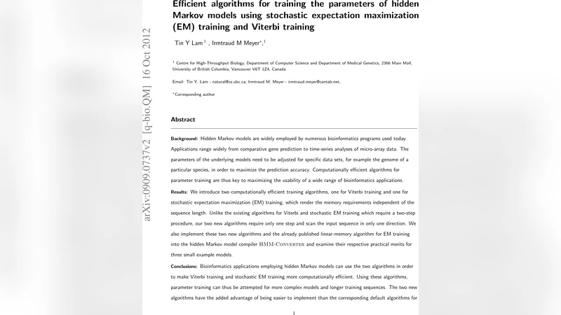 Efficient algorithms for training the parameters of hidden Markov models   using stochastic expectation maximization EM training and Viterbi training