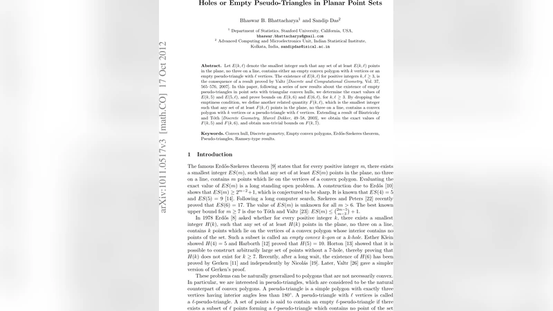 Holes or Empty Pseudo-Triangles in Planar Point Sets
