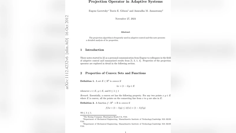 Projection Operator in Adaptive Systems