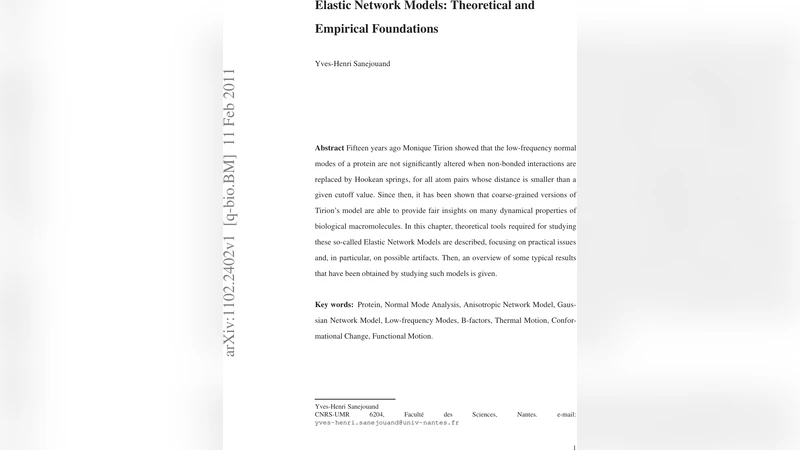 Elastic Network Models: Theoretical and Empirical Foundations