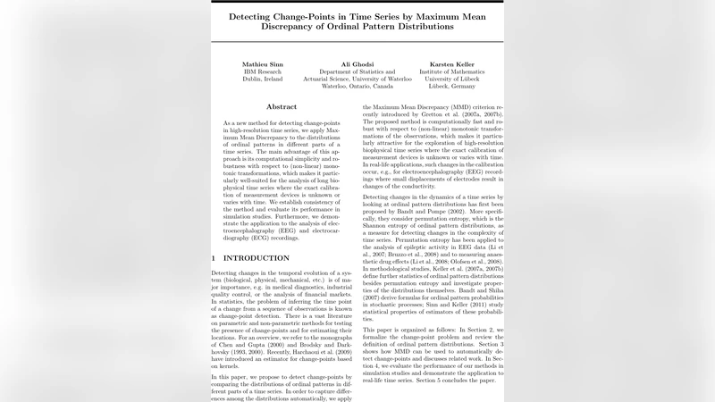 Detecting Change-Points in Time Series by Maximum Mean Discrepancy of   Ordinal Pattern Distributions