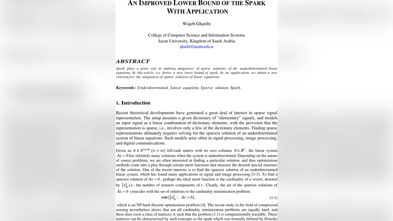 An Improved Lower Bound of The Spark With Application