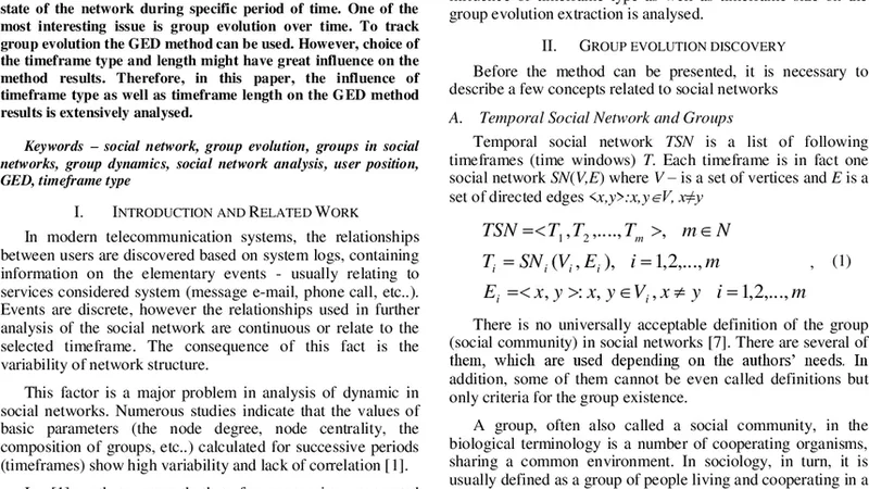 Influence of the Dynamic Social Network Timeframe Type and Size on the   Group Evolution Discovery