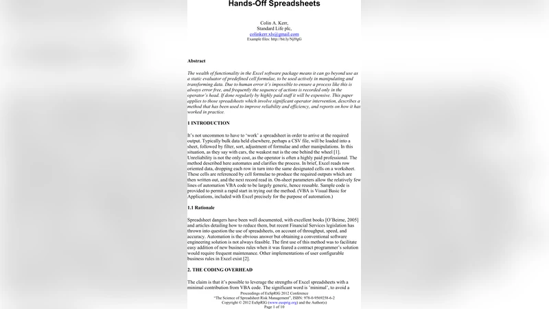 Hands-Off Spreadsheets