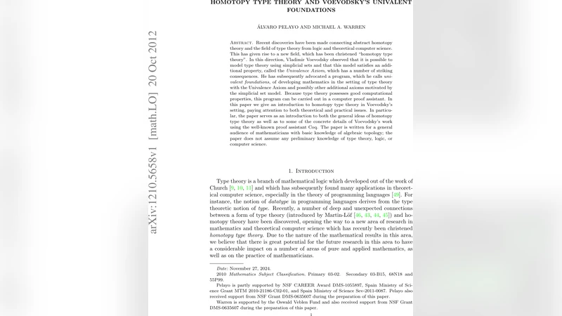 Homotopy type theory and Voevodskys univalent foundations