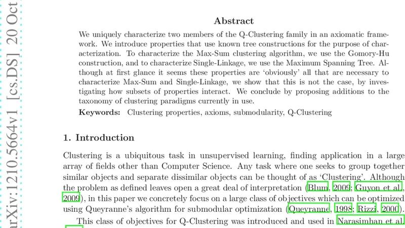 Characterizing Properties for Q-Clustering