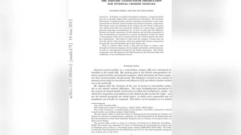 The ternary commutator obstruction for internal crossed modules