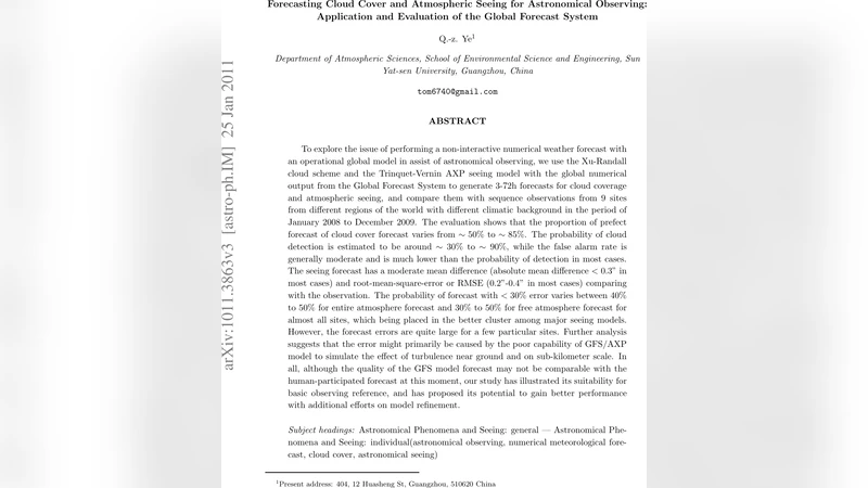 Forecasting Cloud Cover and Atmospheric Seeing for Astronomical   Observing: Application and Evaluation of the Global Forecast System