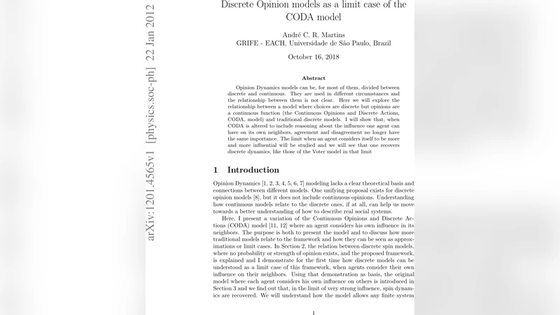 Discrete Opinion models as a limit case of the CODA model