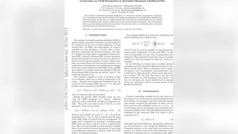 Constraints on Yield Parameters in Extended Maximum Likelihood Fits