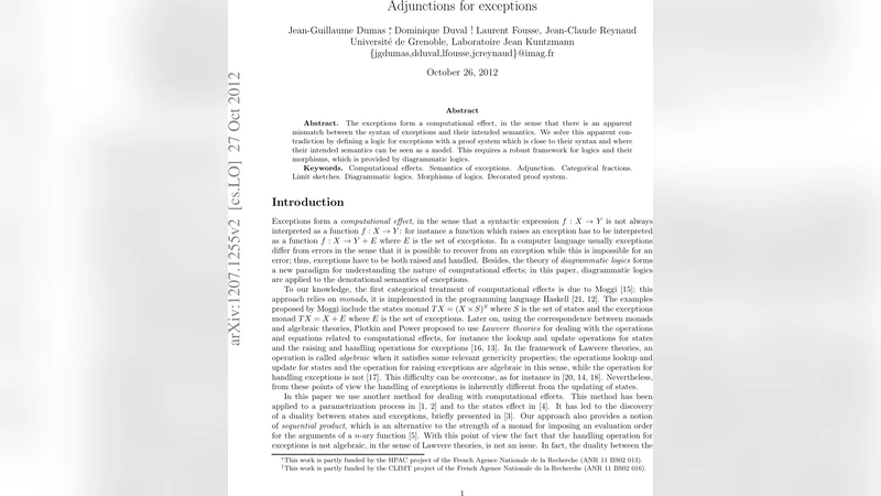 Adjunctions for exceptions