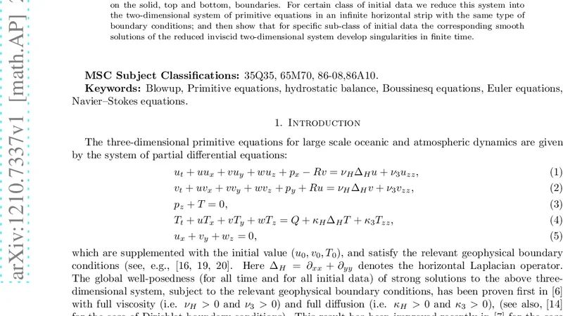Finite-time Blowup for the Inviscid Primitive Equations of Oceanic and   Atmospheric Dynamics