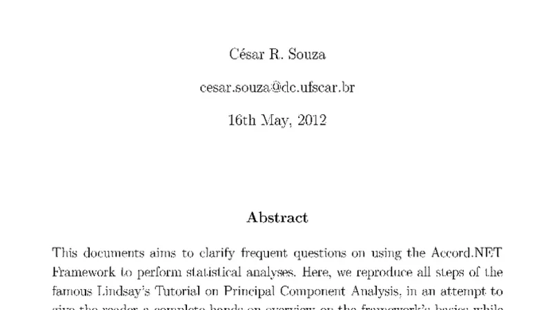A Tutorial on Principal Component Analysis with the Accord.NET Framework