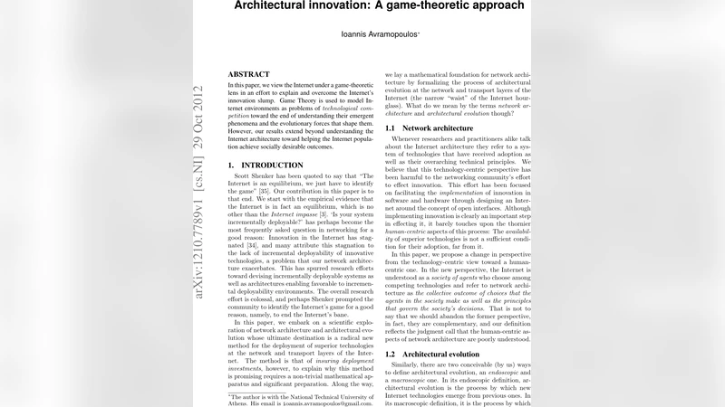 Architectural innovation: A game-theoretic approach