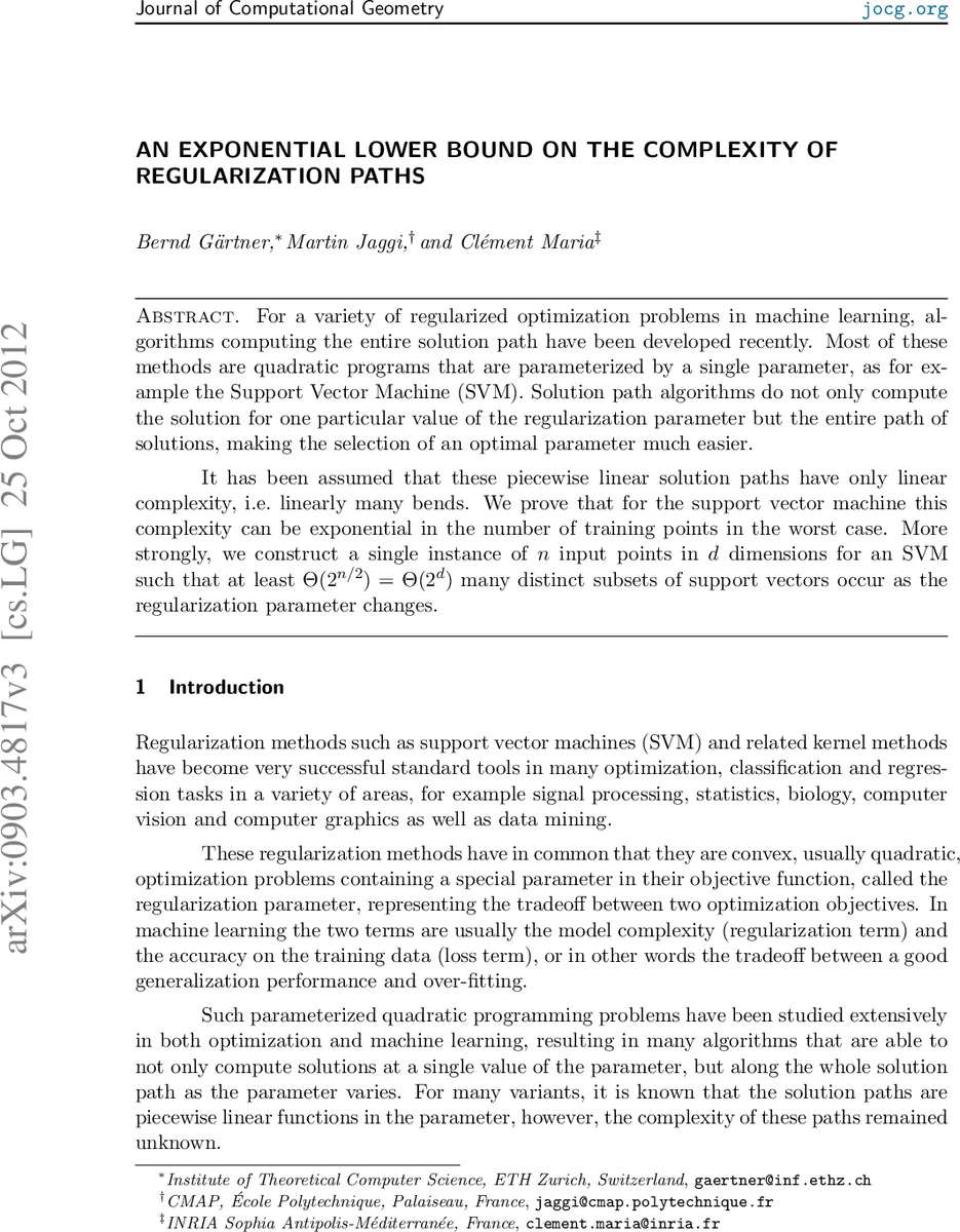An Exponential Lower Bound on the Complexity of Regularization Paths