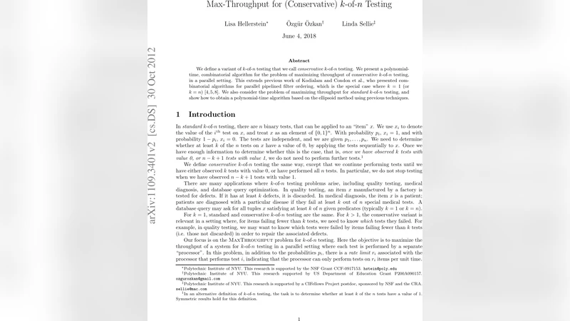 Max-Throughput for (Conservative) k-of-n Testing