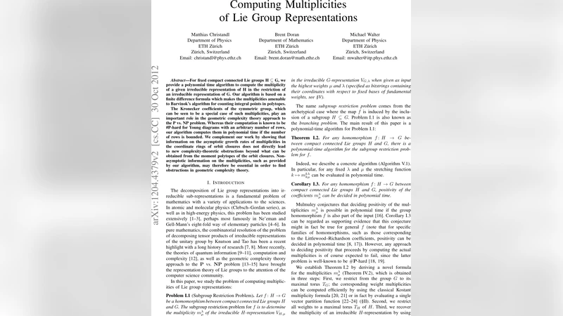 Computing Multiplicities of Lie Group Representations