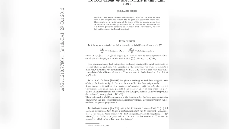 Darboux theory of integrability in the sparse case