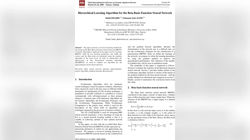 Hierarchical Learning Algorithm for the Beta Basis Function Neural   Network