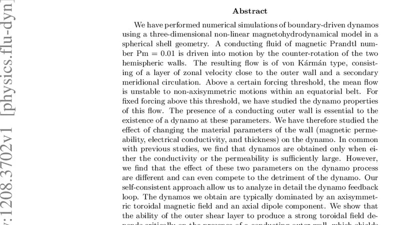 Self-consistent simulations of a von Karman type dynamo in a   spherical domain with metallic walls