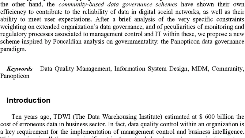 Reconciling complex organizations and data management: the Panopticon   paradigm