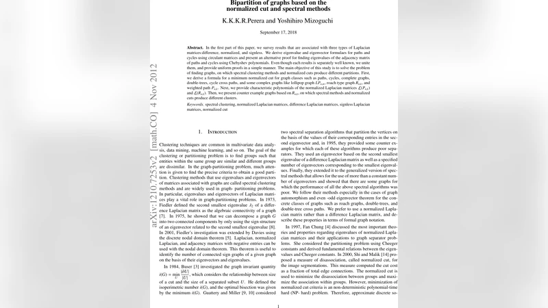 Bipartition of graphs based on the normalized cut and spectral methods