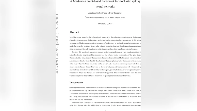 A Markovian event-based framework for stochastic spiking neural networks