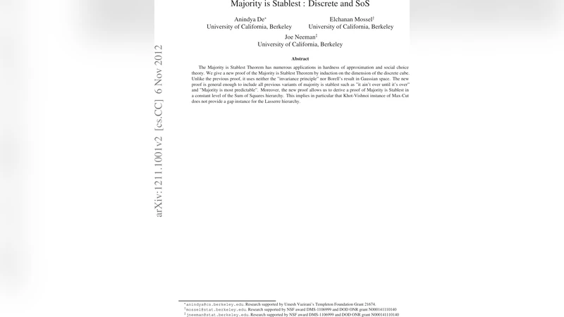 Majority is Stablest : Discrete and SoS