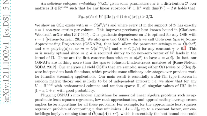OSNAP: Faster numerical linear algebra algorithms via sparser subspace   embeddings