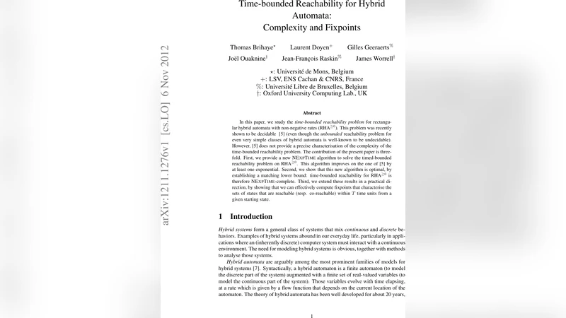 Time-bounded Reachability for Hybrid Automata: Complexity and Fixpoints
