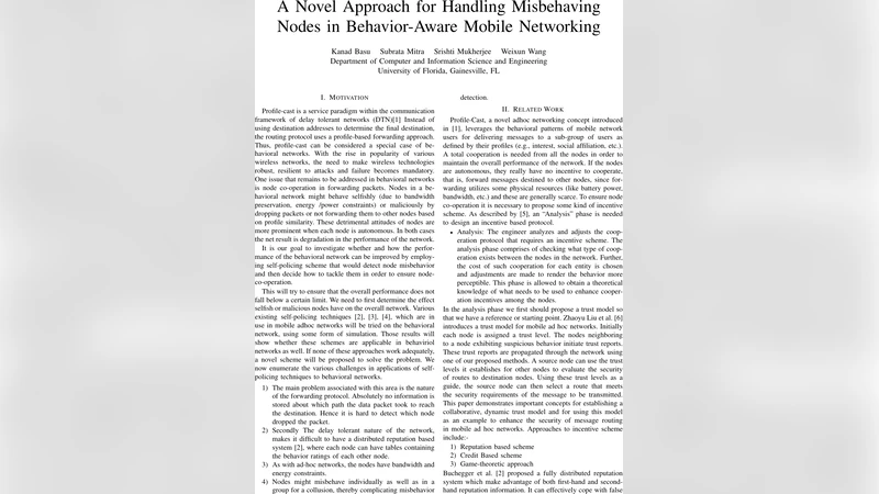 A Novel Approach for Handling Misbehaving Nodes in Behavior-Aware Mobile   Networking