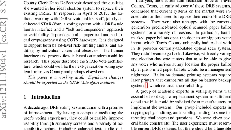 STAR-Vote: A Secure, Transparent, Auditable, and Reliable Voting System
