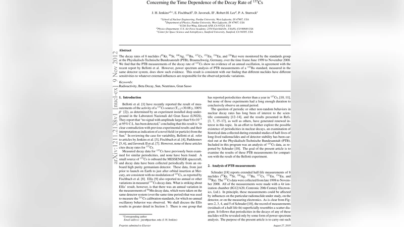 Concerning the Time Dependence of the Decay Rate of 137Cs