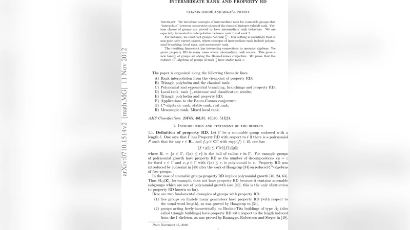 Intermediate rank and property RD