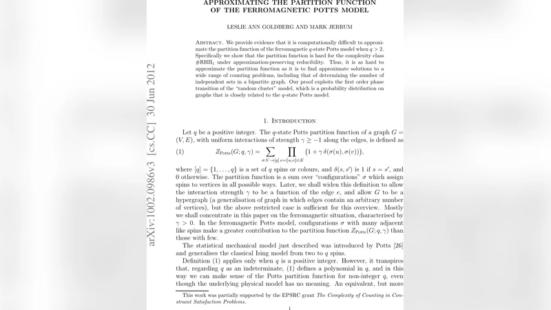 Approximating the partition function of the ferromagnetic Potts model