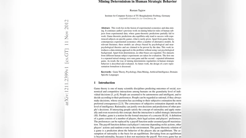 Mining Determinism in Human Strategic Behavior