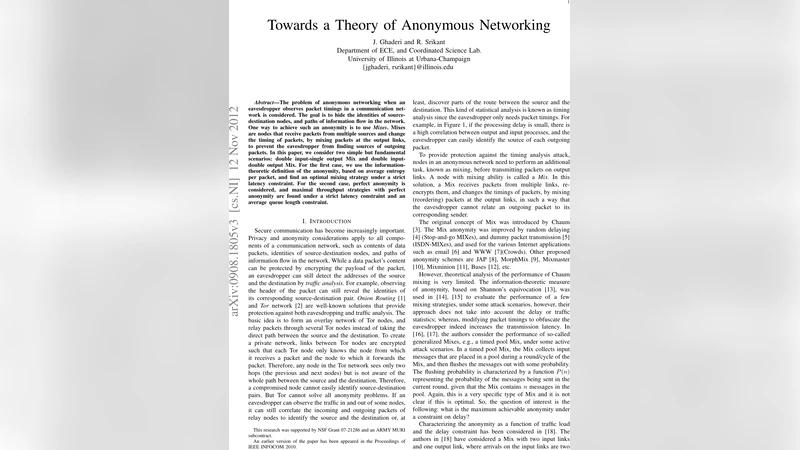 Towards a Theory of Anonymous Networking