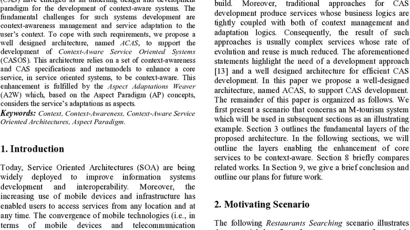 Context-Awareness for Service Oriented Systems