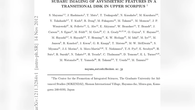 Subaru Imaging of Asymmetric Features in a Transitional Disk in Upper   Scorpius