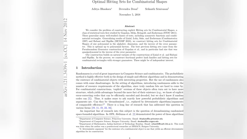 Optimal Hitting Sets for Combinatorial Shapes