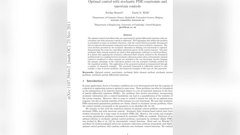 Optimal control with stochastic PDE constraints and uncertain controls