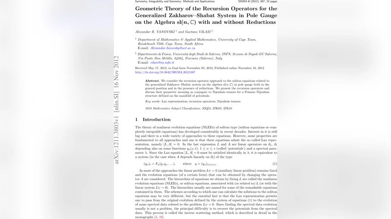 Geometric Theory of the Recursion Operators for the Generalized   Zakharov-Shabat System in Pole Gauge on the Algebra sl(n,C)