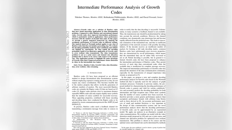 Intermediate Performance Analysis of Growth Codes