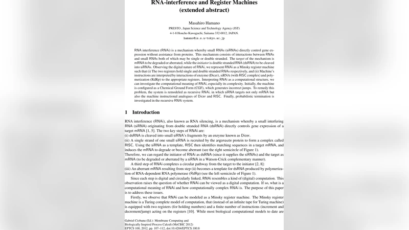 RNA interference and Register Machines (extended abstract)