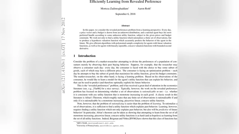 Efficiently Learning from Revealed Preference