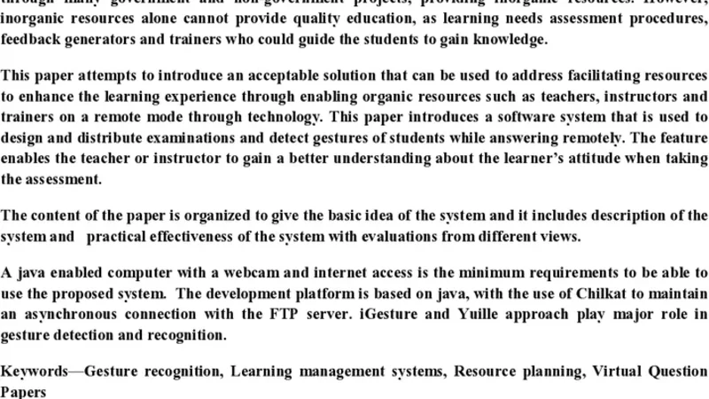 Education for All: Remote testing system with gesture recognition and   recording