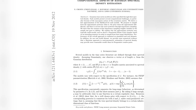 Computational aspects of Bayesian spectral density estimation