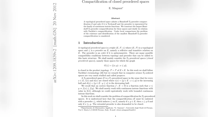 Compactification of closed preordered spaces